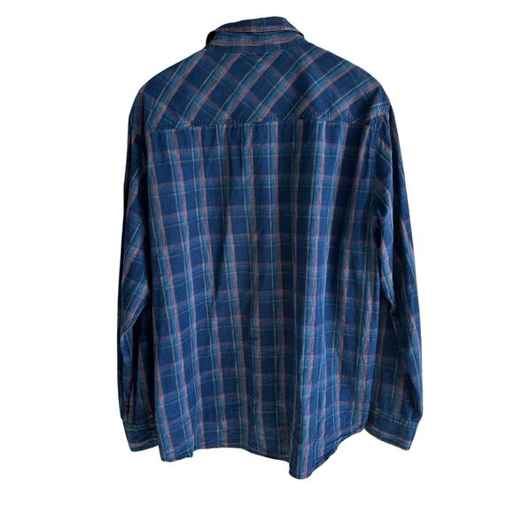 Carbon2Cobalt Men's Plaid Button Front Shirt Blue L - Picture 5 of 9